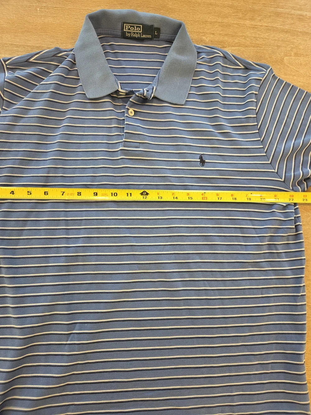 Polo by Ralph Lauren Men’s Light Blue Striped Polo Shirt Classic Fit (L)